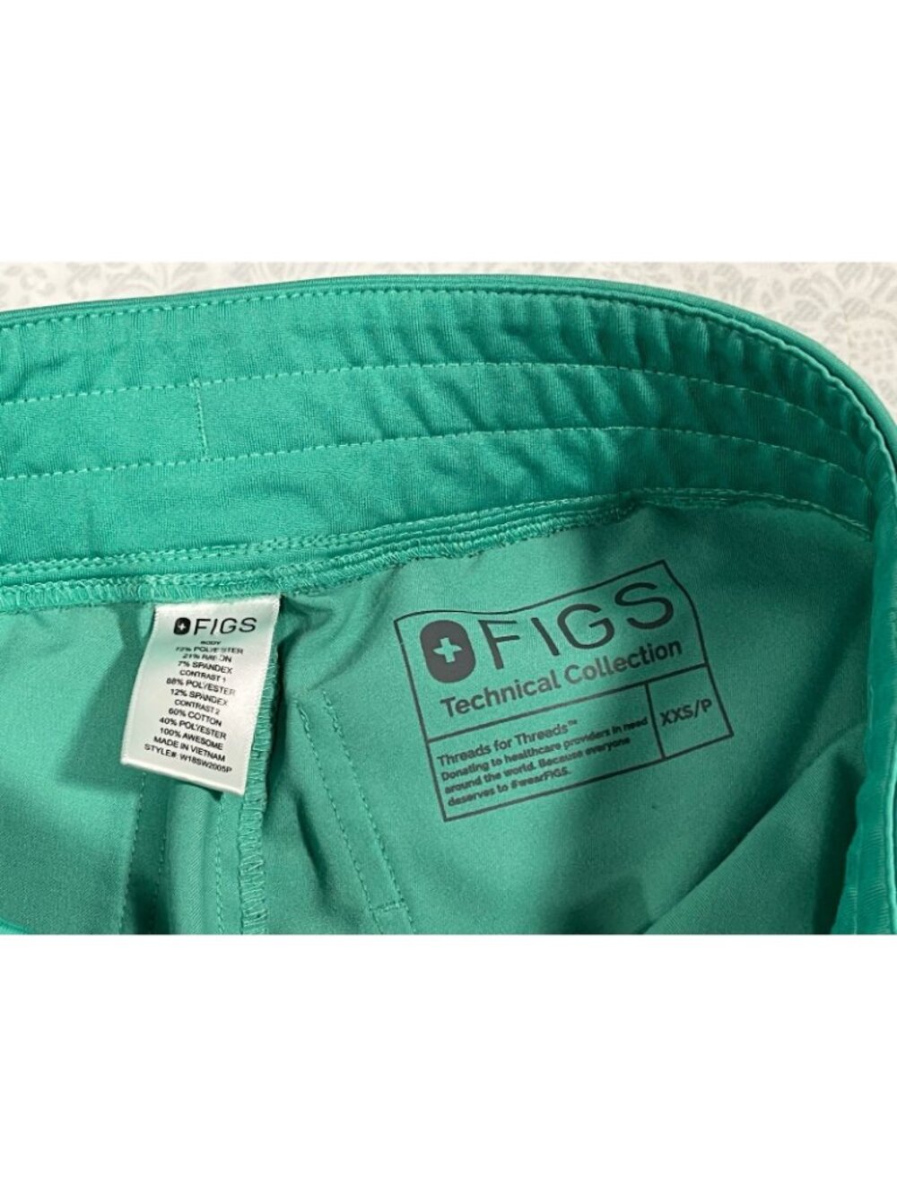 FIGS Jogger Scrub Pants XXS Petite Green Technical Collection Womens W18SW2005P - Picture 3 of 6